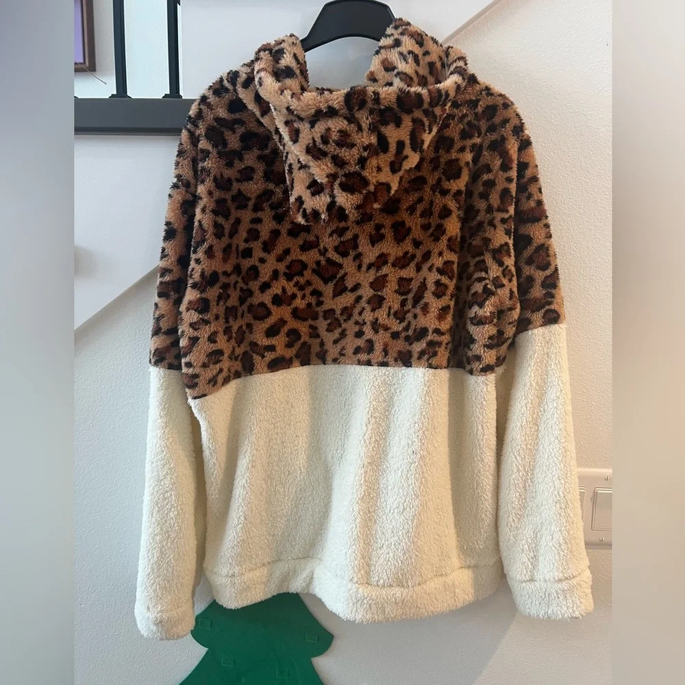 Mom & Me Leopard Print and Cream Fleece Jacket Set